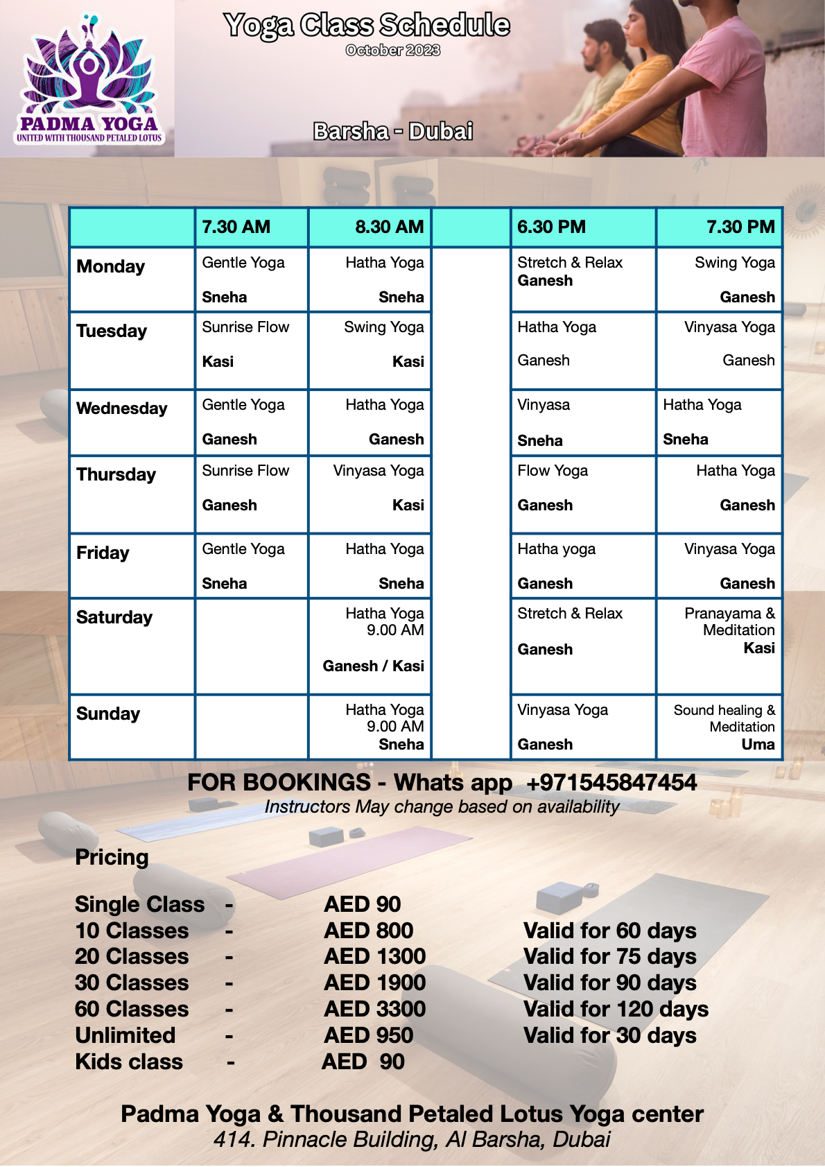 padma Oct schedule.1